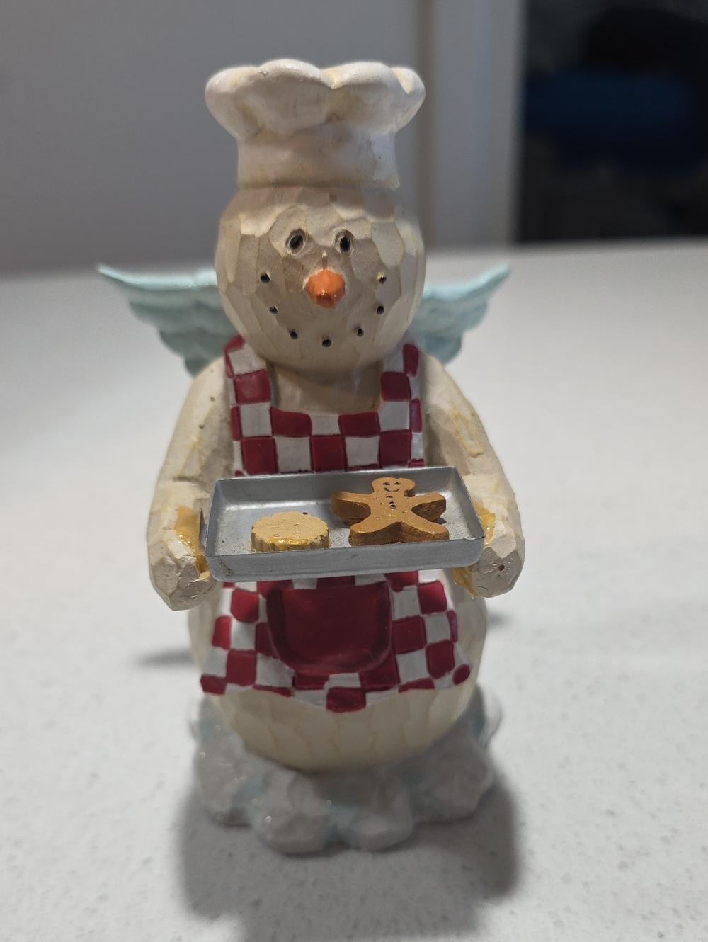 Holiday Chef Snowman Angel Figurine - Red & White